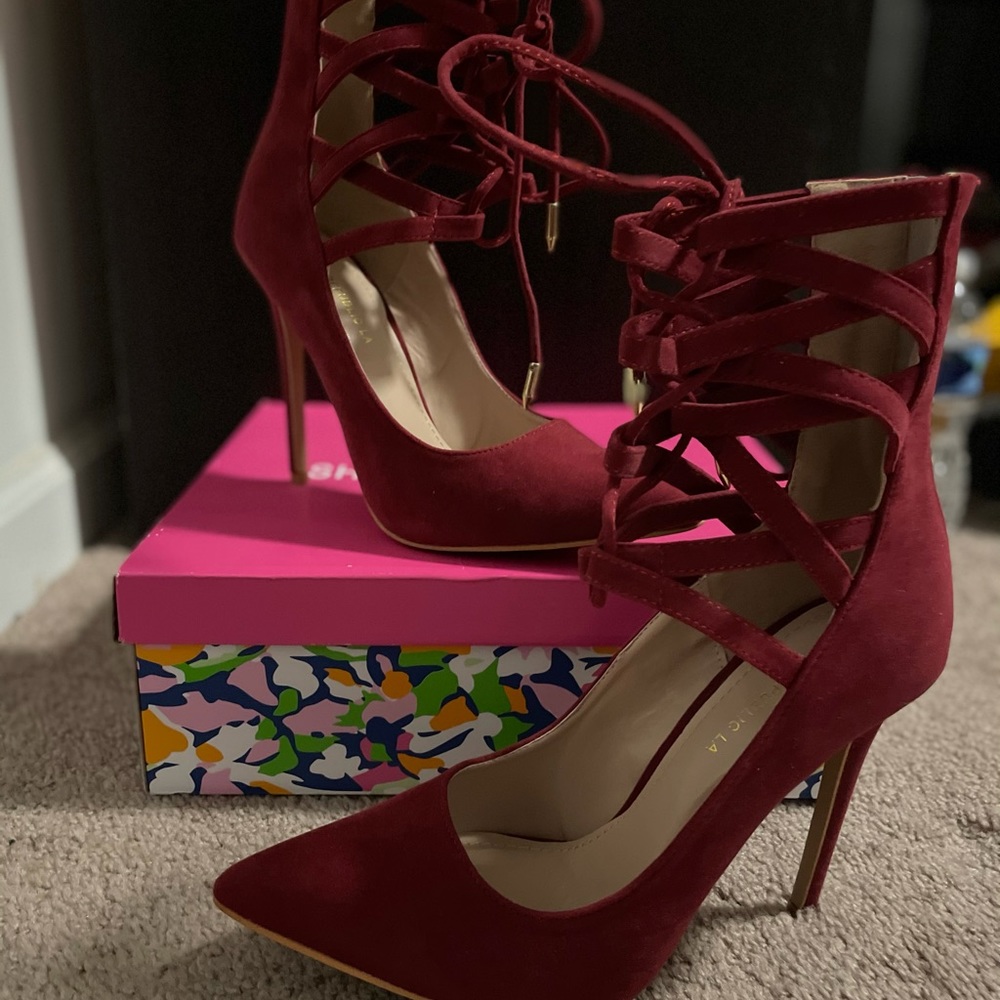 Red Suede Pumps